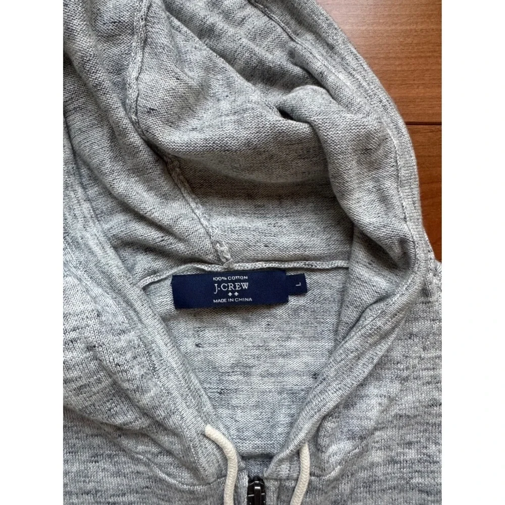 J.Crew Mens Marled Grey 100% Cotton Full Zip Hoodie Sweater Size L - Picture 3 of 6